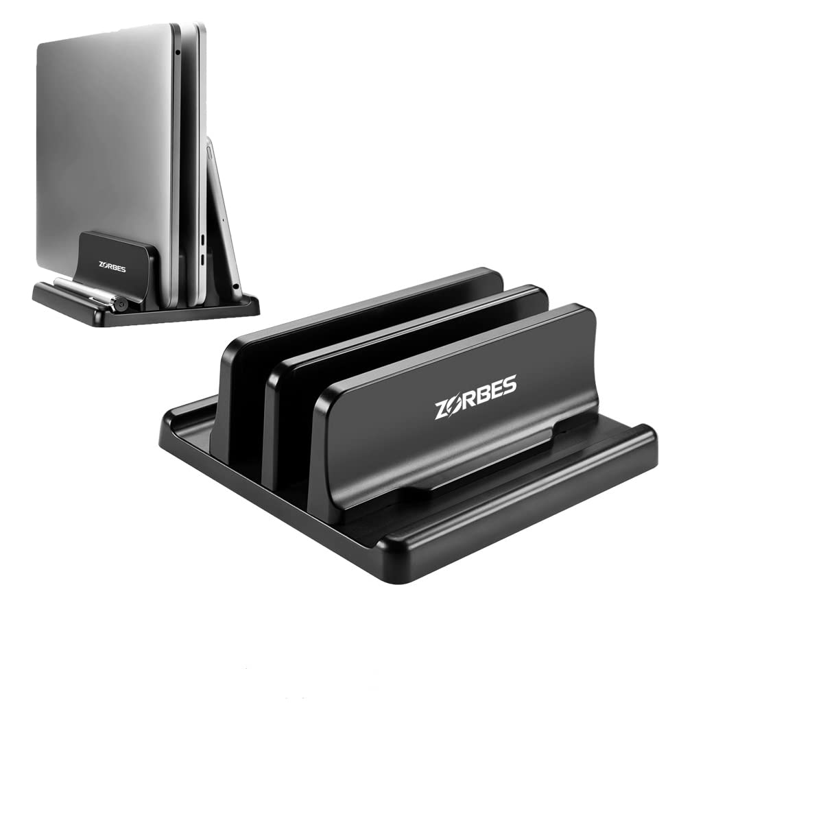 ZORBES Laptop Holder for Desk with Silicone to Protect Notebook Vertical Laptop Stand Holder with Sizes Adjustable Dual Slots Laptop Dock for iPad MacBook Stand 13 Inch Phone Stand Organizer Rack ZORBES Laptop Holder for Desk with Silicone to Protect Notebook Vertical Laptop Stand Holder with Sizes Adjustable Dual Slots Laptop Dock for iPad MacBook Stand 13 Inch Phone Stand Organizer Rack